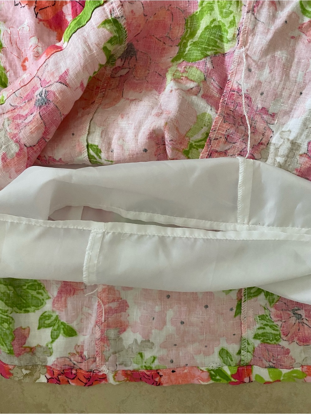 Vintage Kim Rogers Linen two-piece skirt suit set pink green floral size Large - Picture 4 of 8